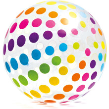Großer, glänzender PVC-Strandball – gepunktet oder regenbogenfarben