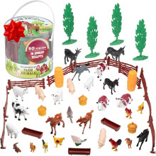Conjunto de Brinquedos de Animais da Fazenda com 50 Peças para Crianças a partir de 3 Anos