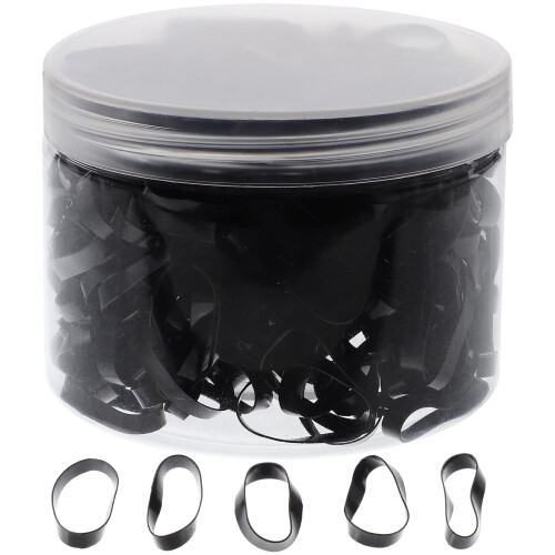 500 Elásticos de Cabelo de Borracha Pretos – Elásticos e Macios