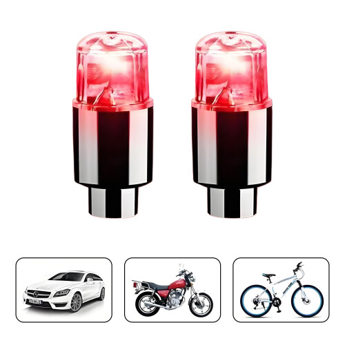 Röda cykelhjulslampor, universalventil, 2-pack