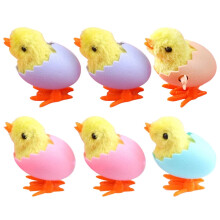 Set di 6 giocattoli a carica manuale a forma di pollo, con design a cartone animato e saltellante.