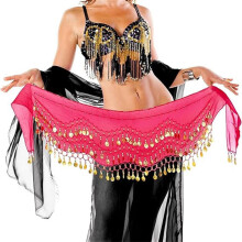 Chiffon-Taillengürtel mit baumelnden Münzen, verstellbar