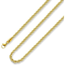 Rope Chain Necklace 18K Gold Plated Stainless Steel 2.5mm
