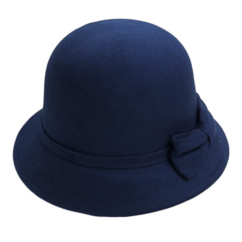 Dame uld Fedora hat med bred skygge og sløjfe