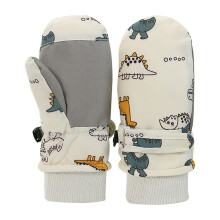 Kids Dinosaur-Print Waterproof Mittens with Insulated Lining