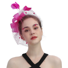 Kuuman pinkki fascinator-hattu naisille – vintage-tyyliä, yksi