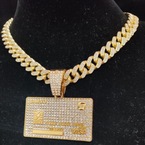 Κολιέ Cuban Link με μενταγιόν τραπεζικής κάρτας – Ασημί/Χρυσό 1