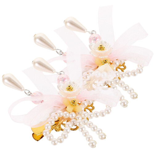 Presilhas de cabelo com flor e borla para mulheres – Pacote com 2