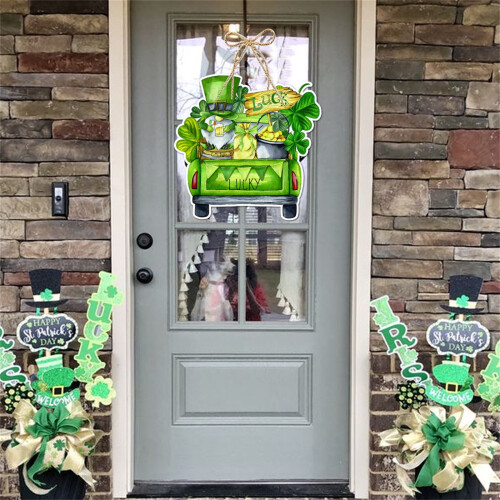 Décoration de porte verte en forme de trèfle pour la Saint-Patrick 2