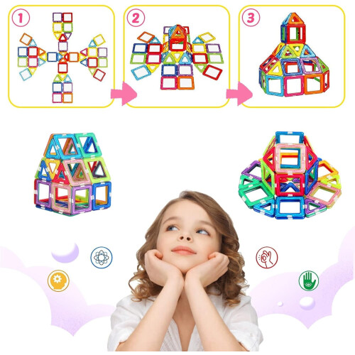 Blocs magnétiques multicolores (60 pièces) pour enfants 2