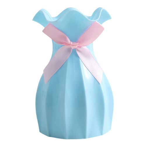 Moderne weiße Kunststoffvase mit Schleife – bruchsicher 1