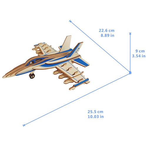 Kit de modelo de quebra-cabeça 3D de madeira do caça F-18 1