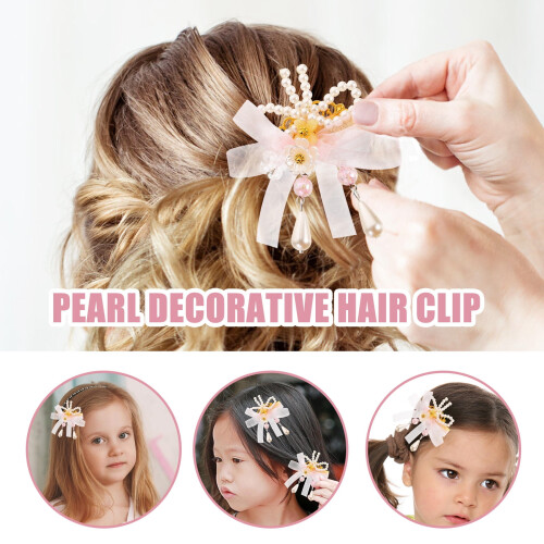 Presilhas de cabelo com flor e borla para mulheres – Pacote com 2 1