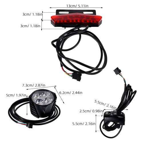 Kit d'éclairage pour vélo électrique avec clignotants, feu stop et 1