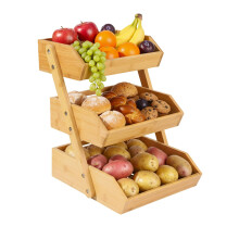 Portafrutta in bambù a 3 ripiani per riporre gli alimenti in cucina