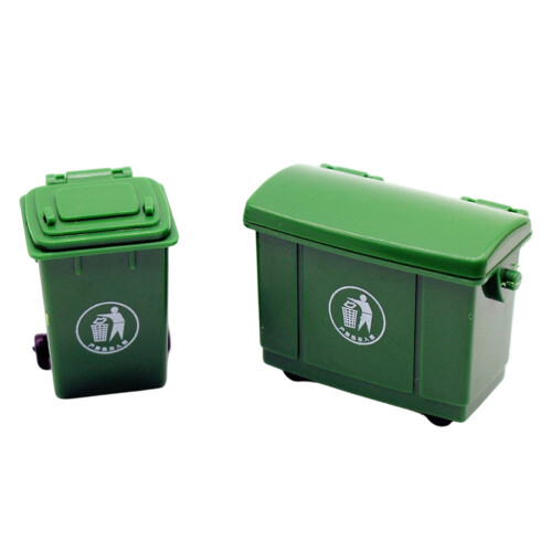 2Pcs Realistic Waste Baskets Trash Bin Model Figure Doll House