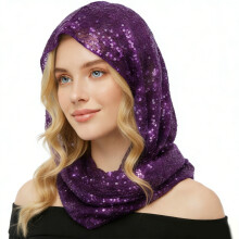 Women's Sequins Accessory Hair Scarf Headscarf for-Purple