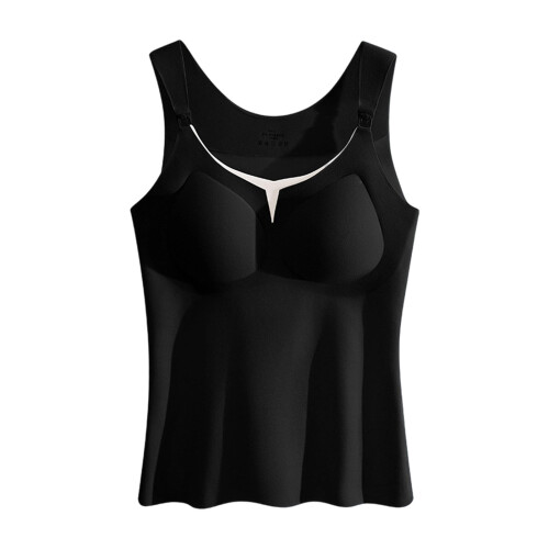 Nursing Vest for Pregnancy and Breastfeeding Front Open-Black L