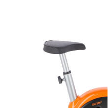 Bicicleta estática, color plata y naranja, resistencia ajustable