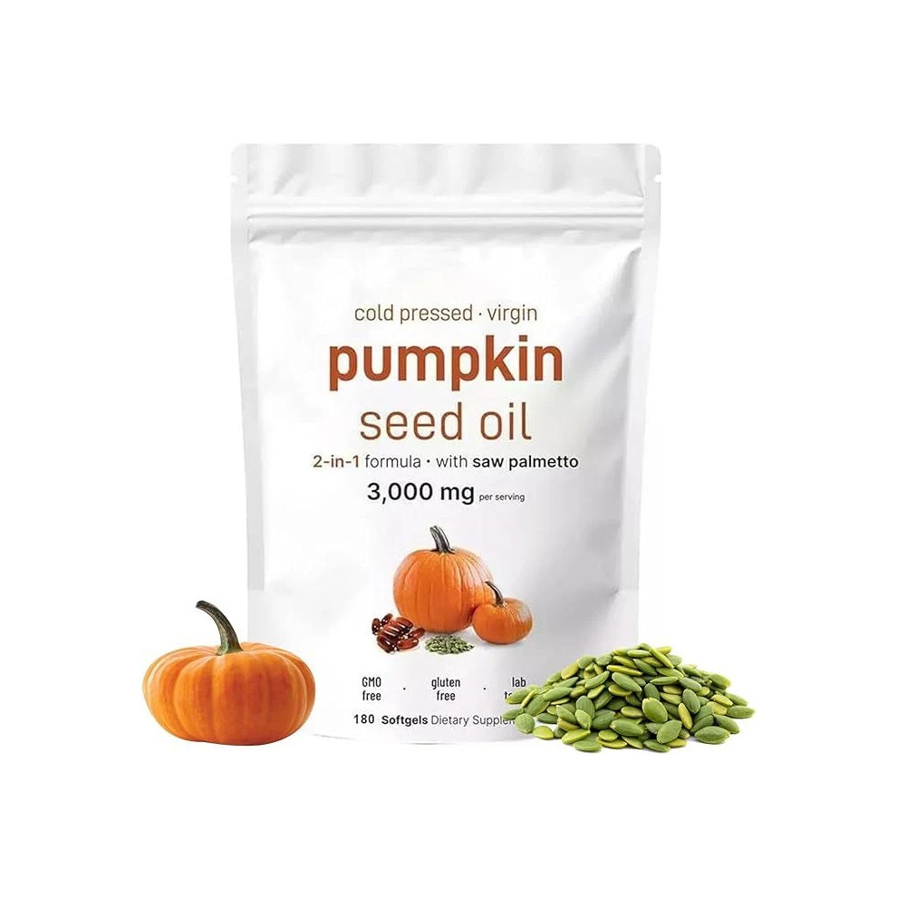 Pumpkin Seed Oil 3000 mg l 180 Softgels Dietary Supplement l Cold Pressed
