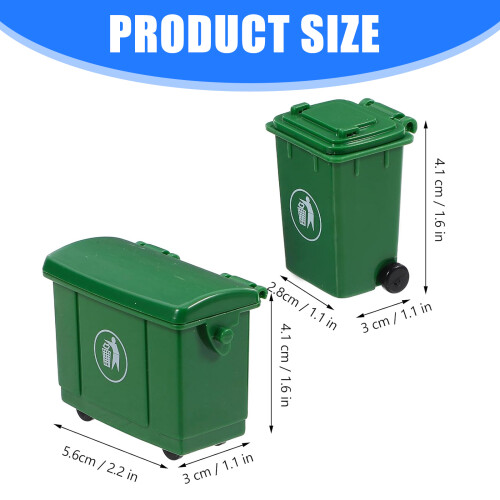 2Pcs Realistic Waste Baskets Trash Bin Model Figure Doll House 2
