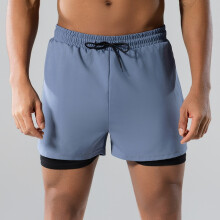 (Light Gray, S) Men’s Adult Swim Trunks, New Boxer-Style Double-Layer Loose-Fit Quick-Drying Swimwear, Plus-Size Hot Spring and Beach Pants