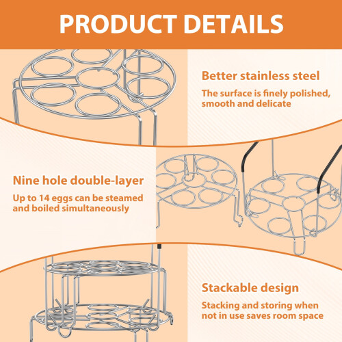 Stainless Steel Egg Steamer Rack Heat Resistant Double 2