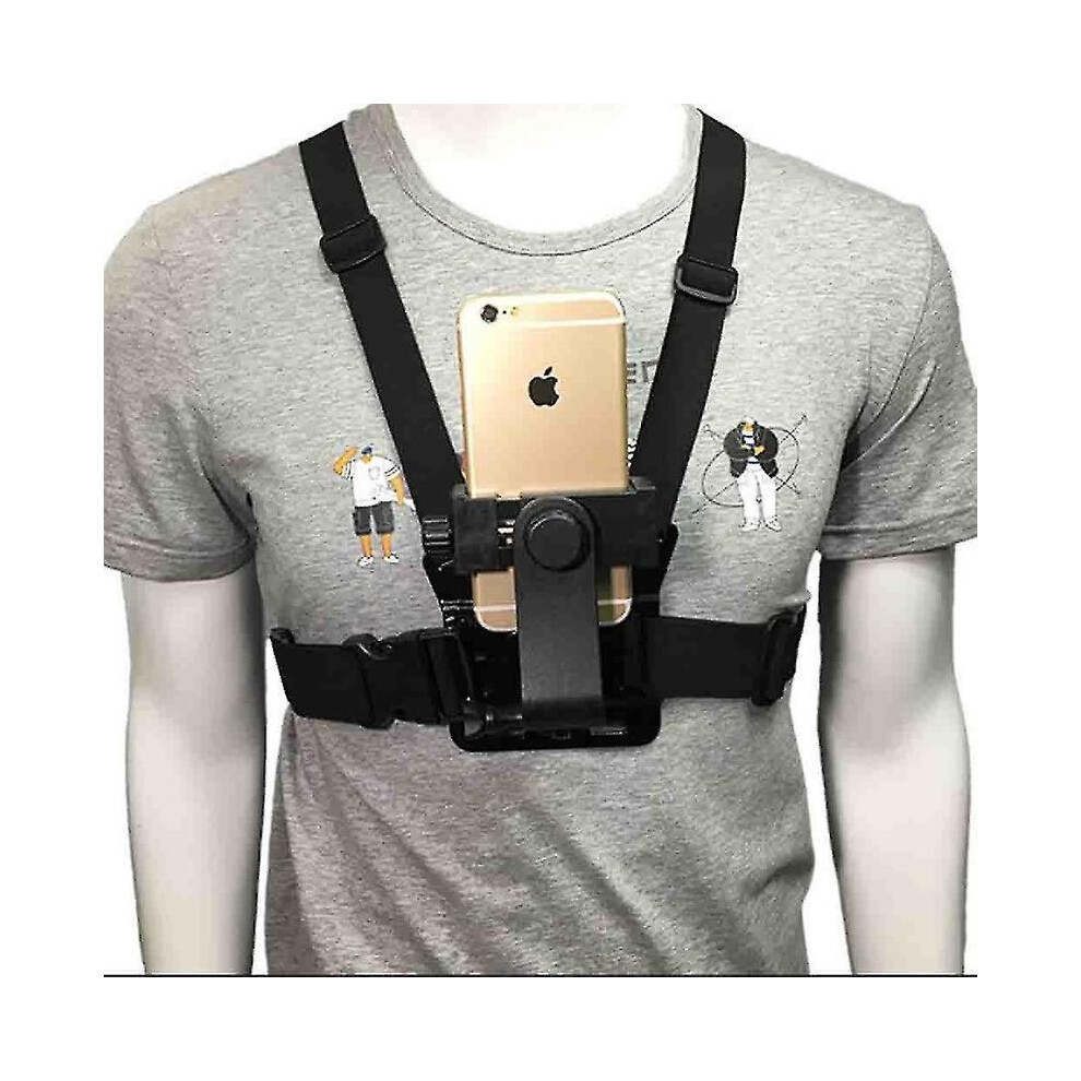 Cellphone Selfie Chest Mount Chest Harness Strap With Cell Phone Clip For Action Camera Pov Gopro Samsung Black 8193650043991