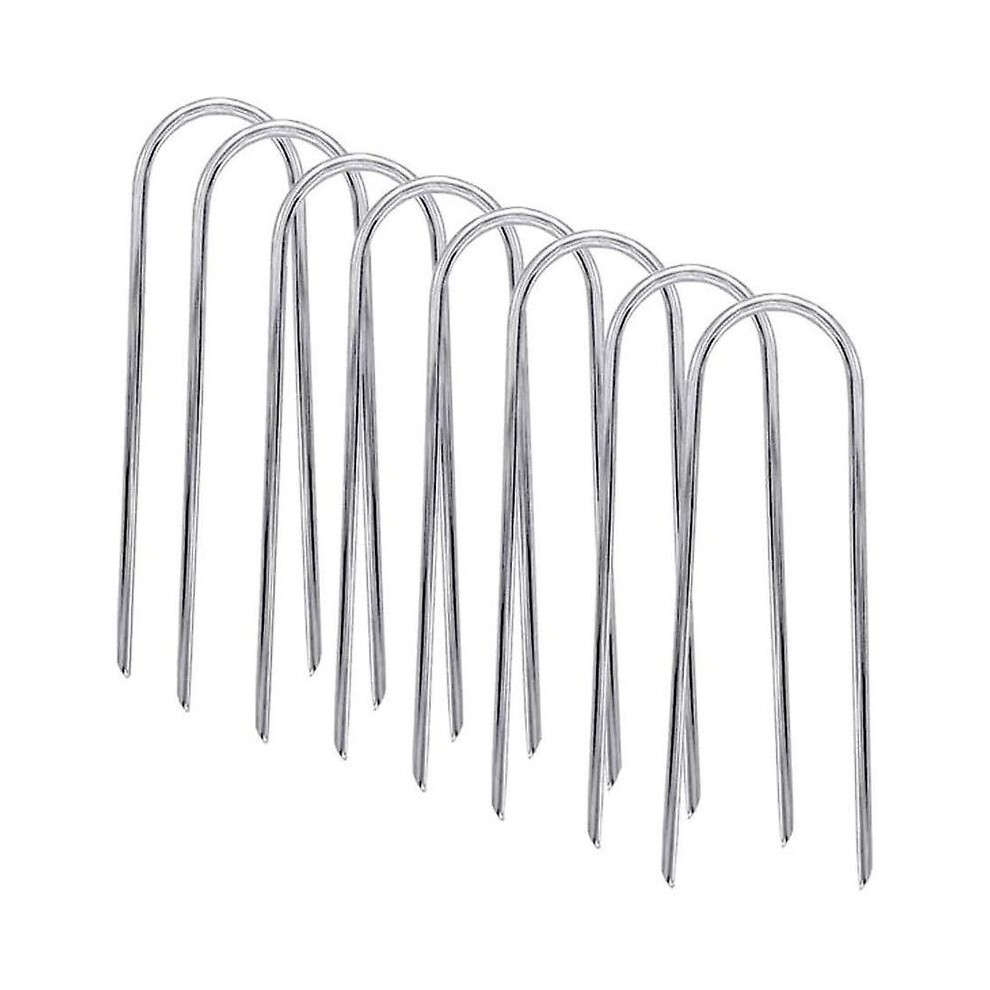 Trampoline Stake Heavy Duty Tent Pegs, Galvanized U-Shaped Anchors, 8 Pieces