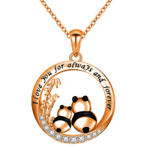 Colar com pingente de panda prateado para mulheres, 22 mm, 45,7 cm + 4,8 cm