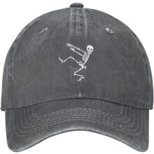 Skeleton-baseballkasket med slidt denim – justerbar