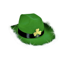 LED Shamrock-hat med pelskant, grøn, én størrelse