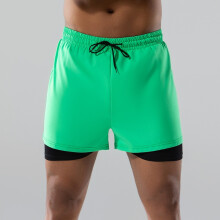 (Green, XL) Men’s Adult Swim Trunks, New Boxer-Style Double-Layer Loose-Fit Quick-Drying Swimwear, Plus-Size Hot Spring and Beach Pants