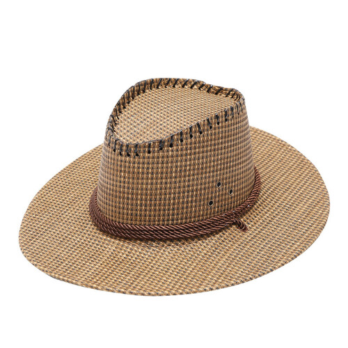 Western Cowboyhat til Voksne – Solhat med Bred Skygge, Ternet