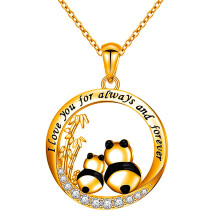 Colar com pingente de panda prateado para mulheres – 22 mm, 45 cm ou mais