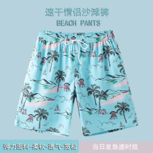 (6827 Men’s Pants, L) Men’s elastic-waist swim trunks, women’s quick-drying short surf beach shorts