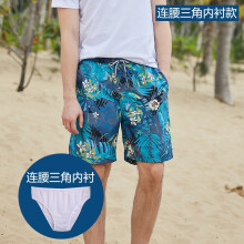 (Jungle Small Flower Lined Men’s Pants, L) Men’s elastic-waist swim trunks, women’s quick-drying short surf beach shorts