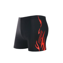 (146 Red, 5XL) Solid-color swim cap, men’s printed swim trunks, plus size