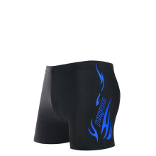 (146 Blue, 5XL) Solid-color swim cap, men’s printed swim trunks, plus size