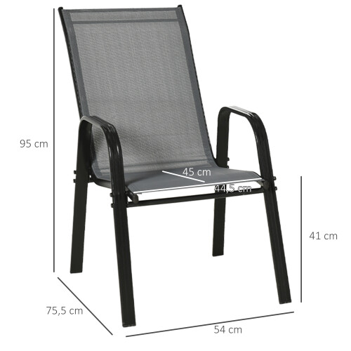 Set of Four Stackable Mesh Seat Chairs - Dark Grey 1