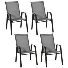 Set of Four Stackable Mesh Seat Chairs - Dark Grey