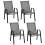 Set of Four Stackable Mesh Seat Chairs - Dark Grey 1