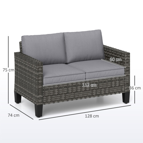 Two-Seater Rattan Outdoor Sofa - Dark Grey 1