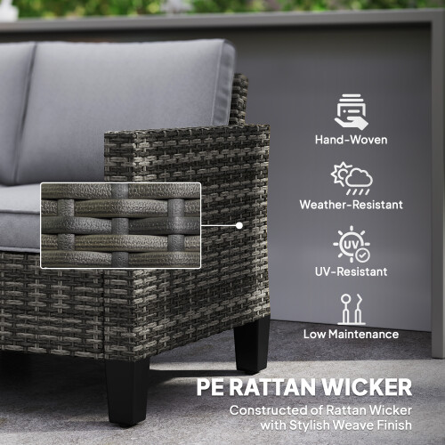 Two-Seater Rattan Outdoor Sofa - Dark Grey 2