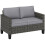 Two-Seater Rattan Outdoor Sofa - Dark Grey 1