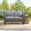Two-Seater Rattan Outdoor Sofa - Dark Grey 6