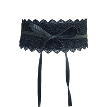 Cinto feminino largo de renda, preto, tamanho único