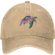 Rosa skilpaddeblomst-denimbaseballcaps – justerbar