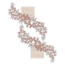 Peigne à cheveux de mariage en or rose et strass – Lot de 2