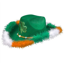 Chapéu Shamrock de Veludo para Festa Irlandesa Unissex Ajustável